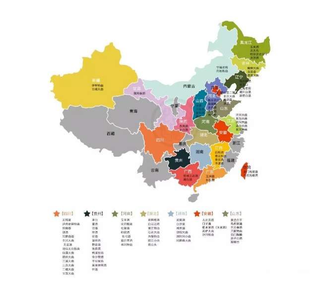 中国品牌白酒地图
